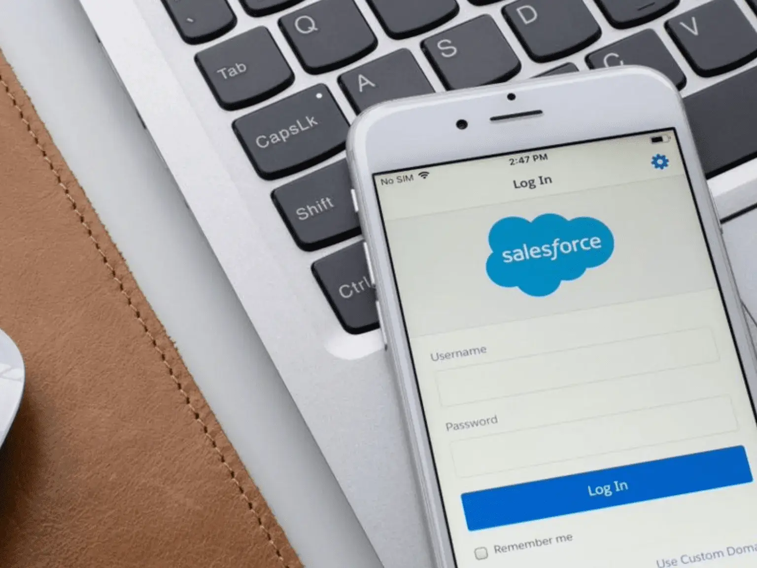 Portland, OR, USA - Feb 11, 2021: The Salesforce app login page is seen on an iPhone. Salesforce.com, Inc. is an American cloud-based software company that primarily provides CRM service